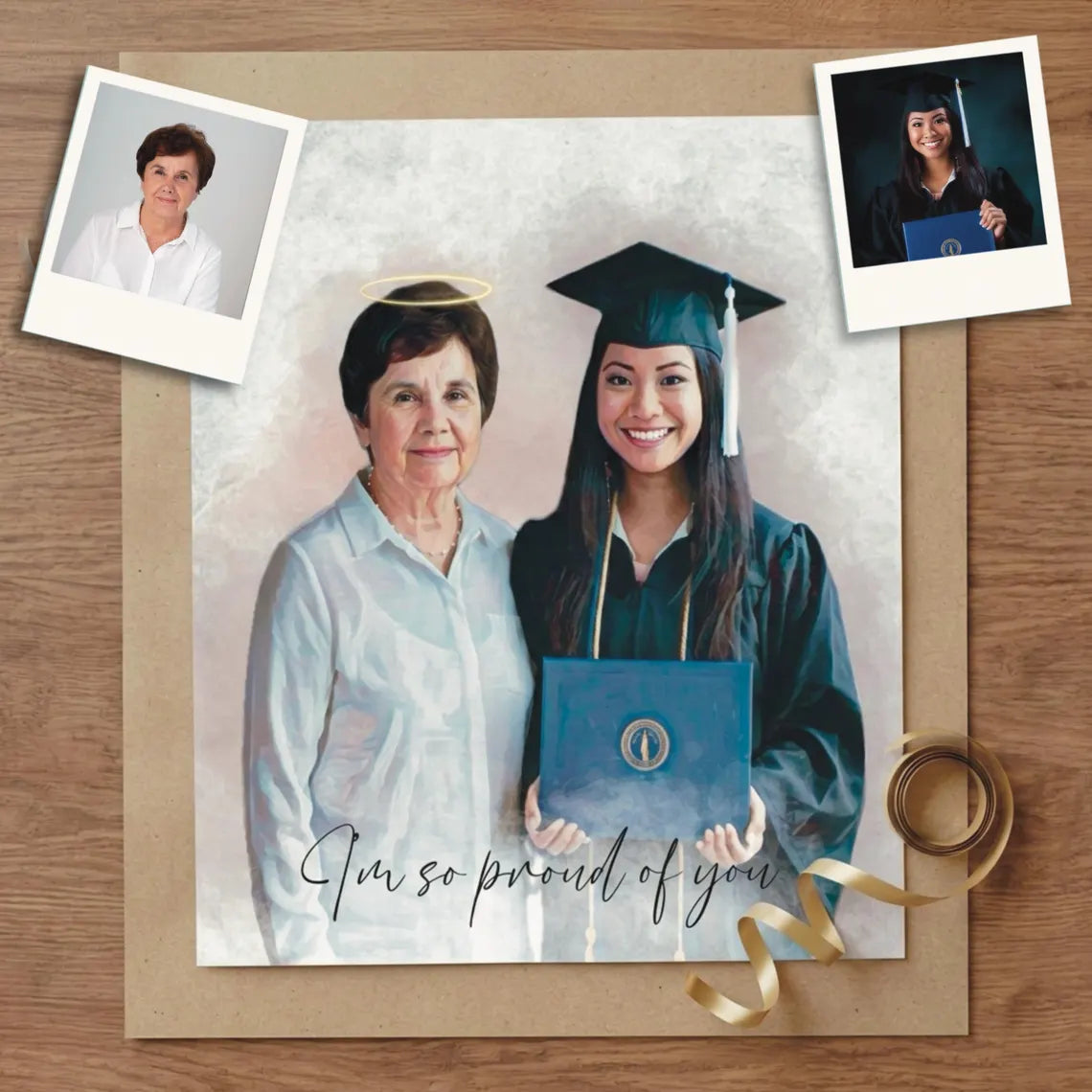 Custom Watercolor Photo Frame | Graduation Memorial Wood Plaque