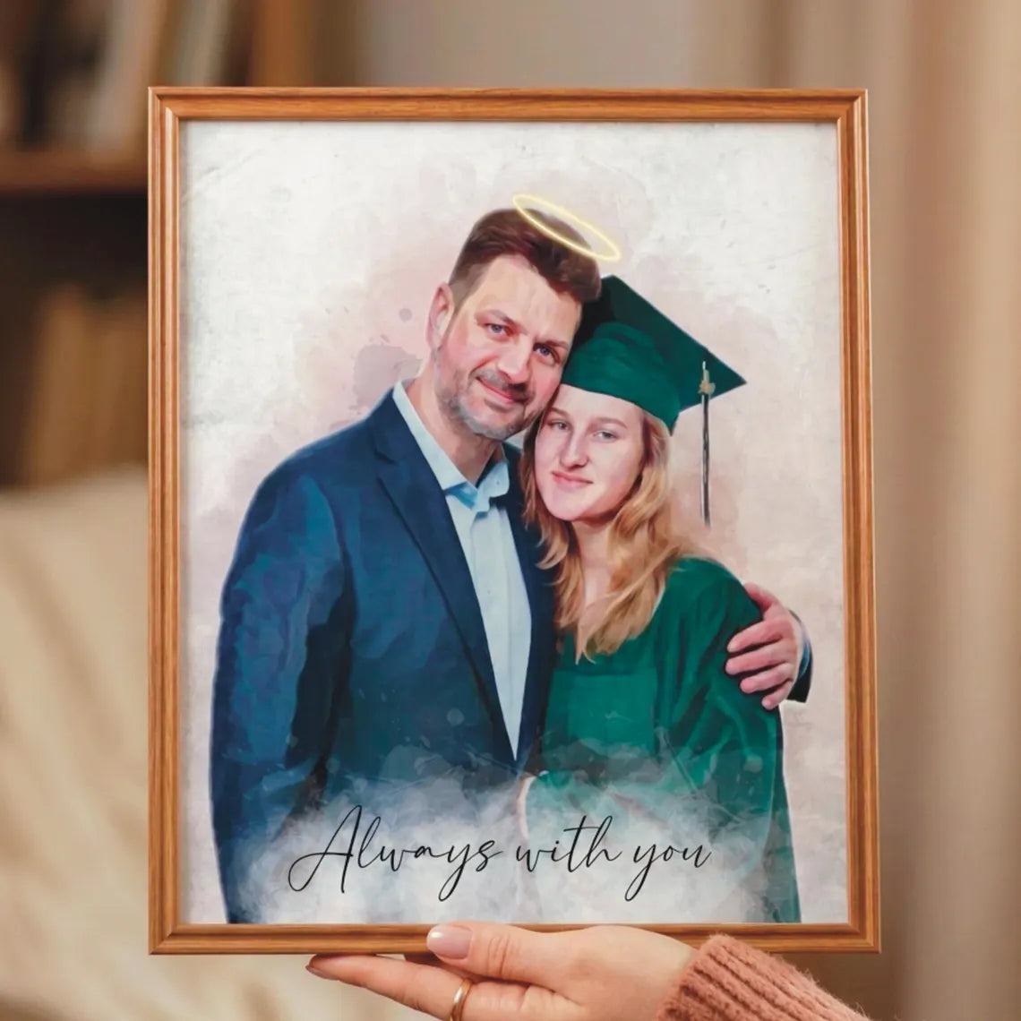 Custom Watercolor Photo Frame | Graduation Memorial Wood Plaque