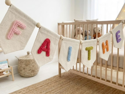 Personalized Yarn Name Banner – Nursery Wall Decor Gift
