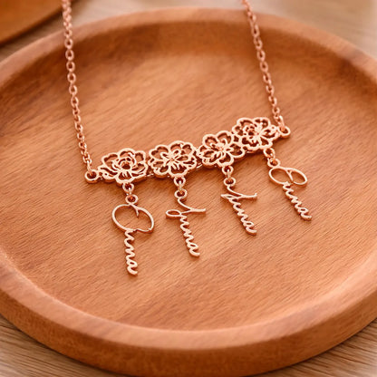 Personalized Birth Flower Necklace (1–8 Names) | Family Jewelry Gift