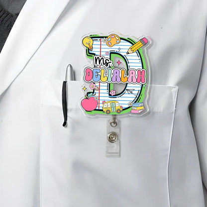 Personalized Teacher Badge Reel Set of 2 Custom ID Clip Gift