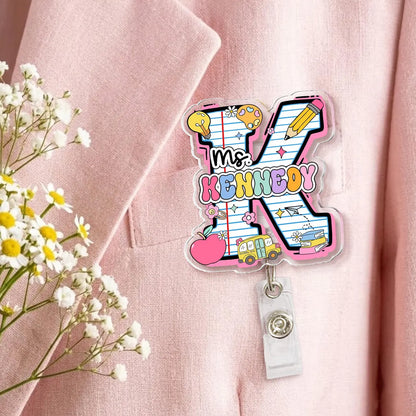 Personalized Teacher Badge Reel Set of 2 Custom ID Clip Gift