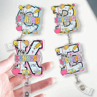 Personalized Teacher Badge Reel Set of 2 Custom ID Clip Gift
