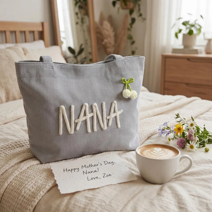 Personalized Grandma Tote Bag with 3D Name Gift