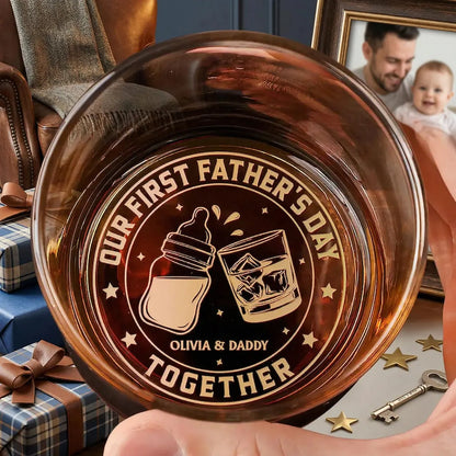 Personalized First Father’s Day Whiskey Glass Gift for New Dad