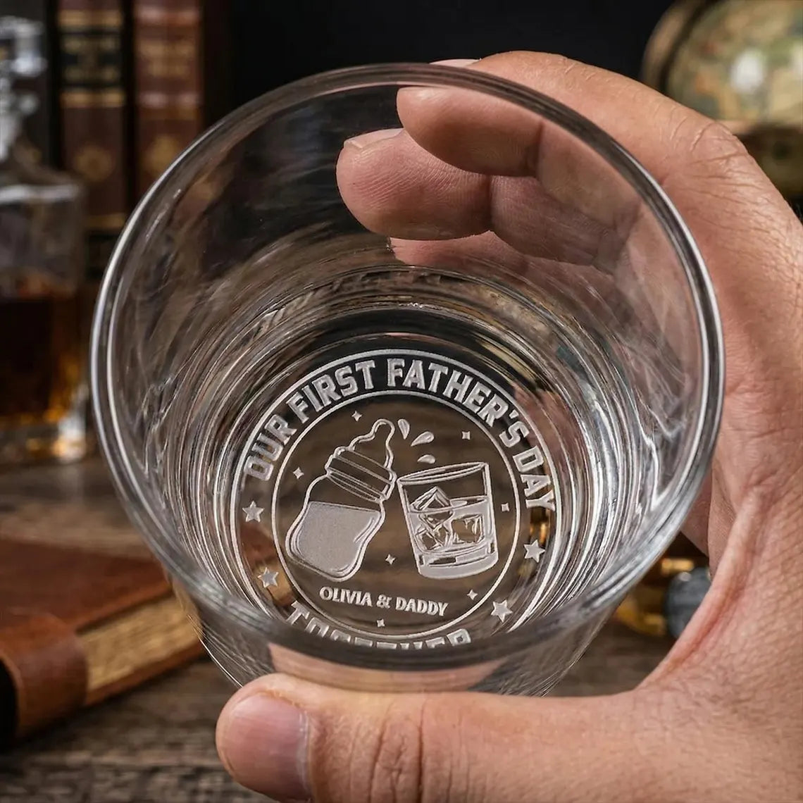 Personalized First Father’s Day Whiskey Glass Gift for New Dad