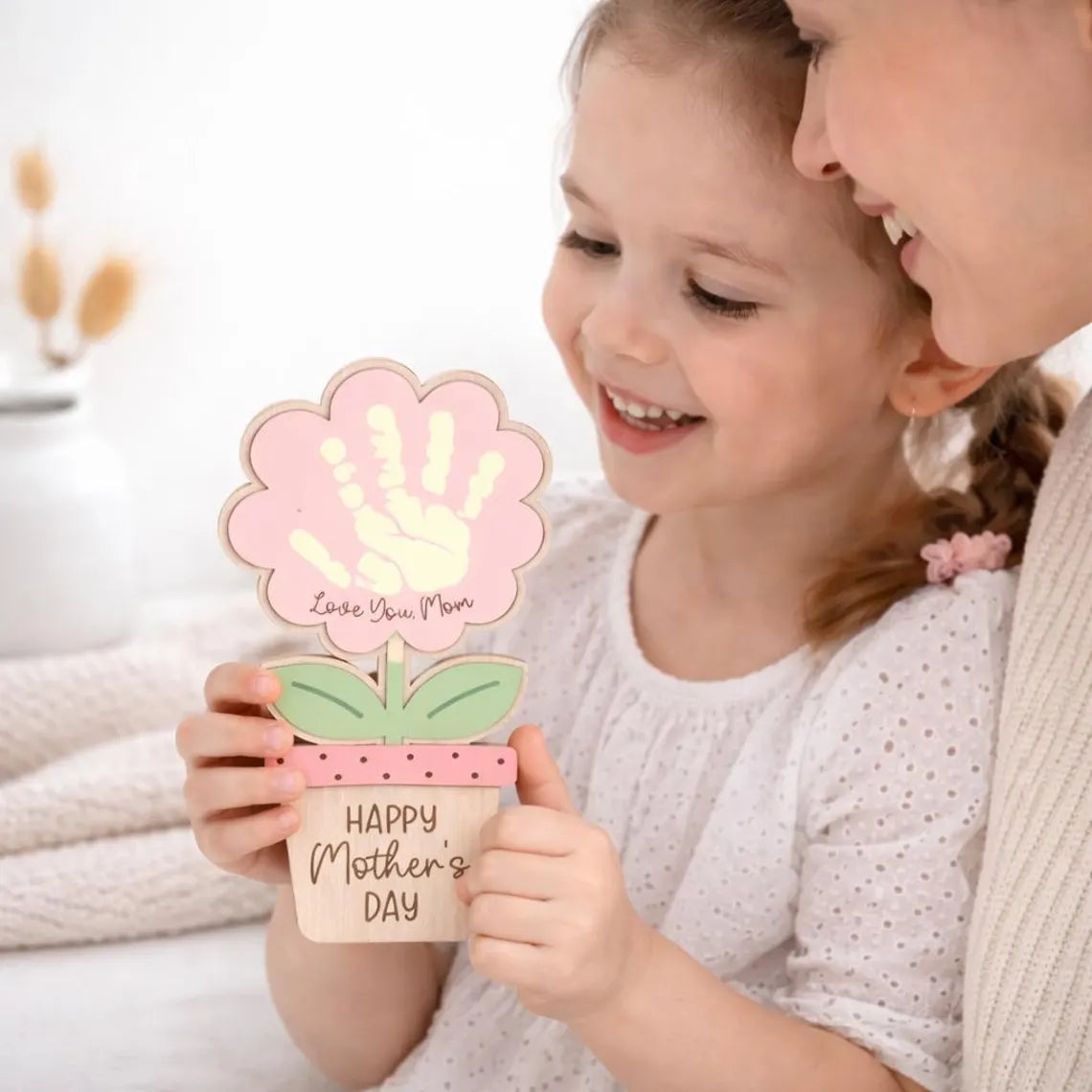 Personalized Handprint Flower Pot | Kids Mother’s Day Wooden Gift
