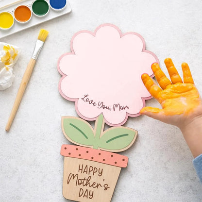 Personalized Handprint Flower Pot | Kids Mother’s Day Wooden Gift