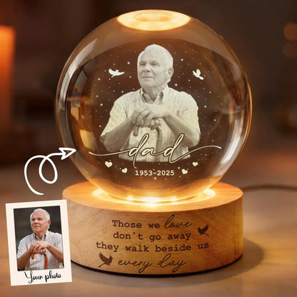 Personalized Memorial Crystal Night Light – Photo Engraved Lamp Gift