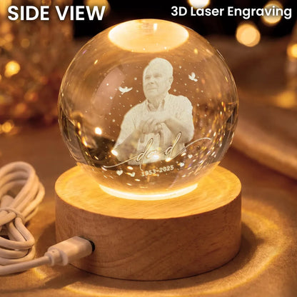 Personalized Memorial Crystal Night Light – Photo Engraved Lamp Gift
