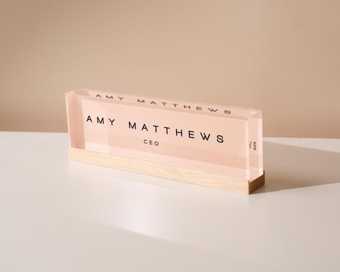 Pastel Acrylic Name Block | Custom Desk Name Plaque D3