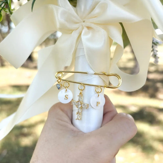 Personalized Wedding Bouquet Pin Something Blue Charm Brooch