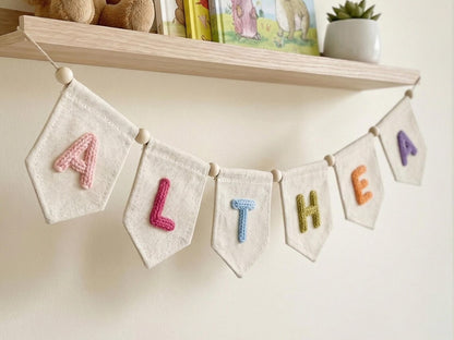 Personalized Yarn Name Banner – Nursery Wall Decor Gift