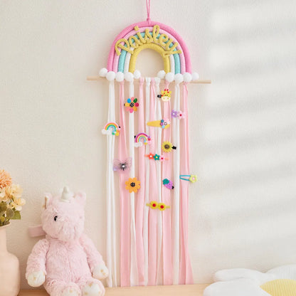 Personalized Rainbow Hair Clip Holder | Custom Name Wall Decor