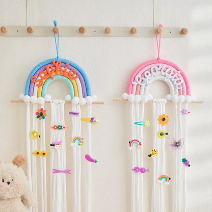 Personalized Rainbow Hair Clip Holder | Custom Name Wall Decor