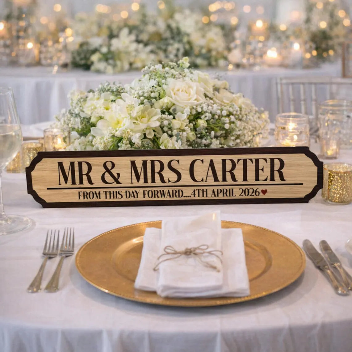 Personalized Wedding Road Sign – Custom Name & Date Sign