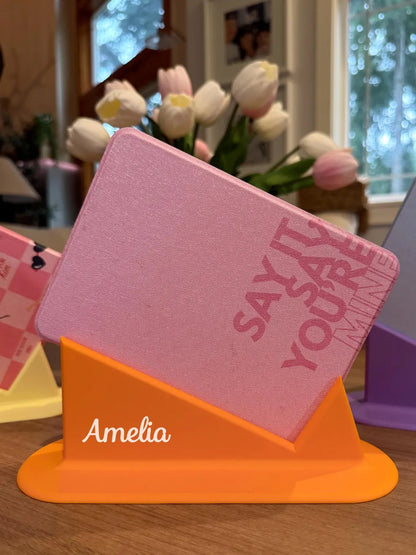 Personalized Kindle Stand | Custom Name E-Reader Holder for Bed Reading