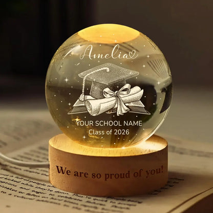 Personalized Graduation Crystal Ball Night Light Gift