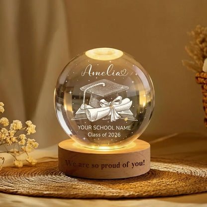 Personalized Graduation Crystal Ball Night Light Gift