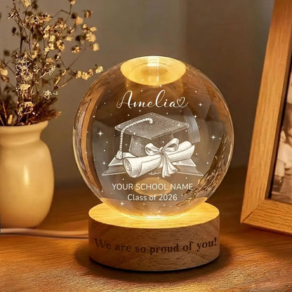 Personalized Graduation Crystal Ball Night Light Gift
