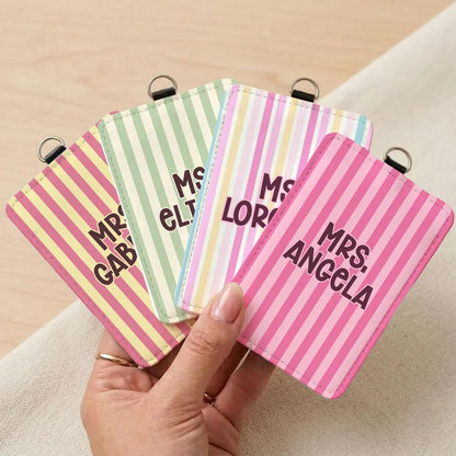 Personalized Colorful Stripe Badge Holder for Teachers & Nurses
