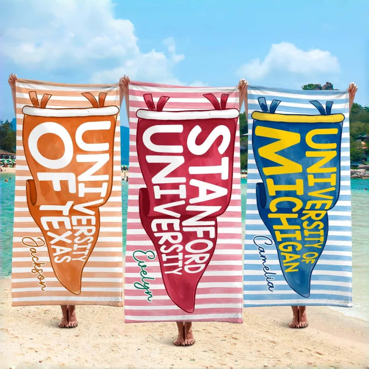 Personalized Graduation Beach Towel with School Pennant