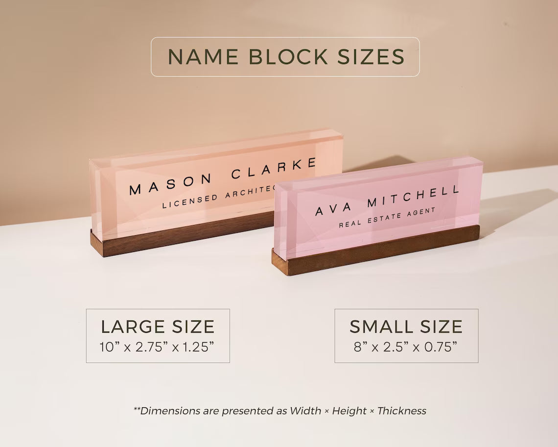 Pastel Acrylic Name Block | Custom Desk Name Plaque D3