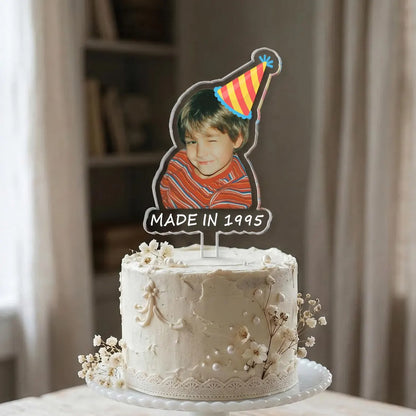 Personalized Milestone Birthday Cake Topper with Photo – Custom Birthday Acrylic Decor