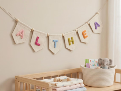 Personalized Yarn Name Banner – Nursery Wall Decor Gift