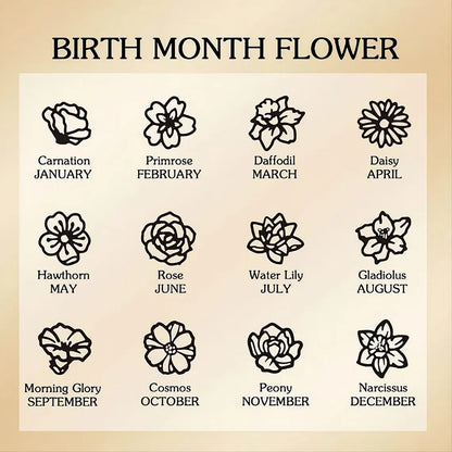 Personalized Birth Flower Necklace (1–8 Names) | Family Jewelry Gift
