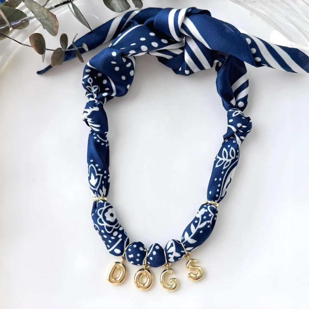 Personalized Scarf Necklace with Bubble Letter Charms
