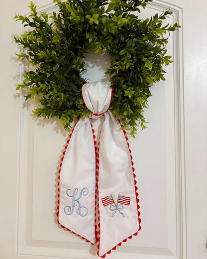 Personalized 4th of July Wreath Sash for Front Door Decor
