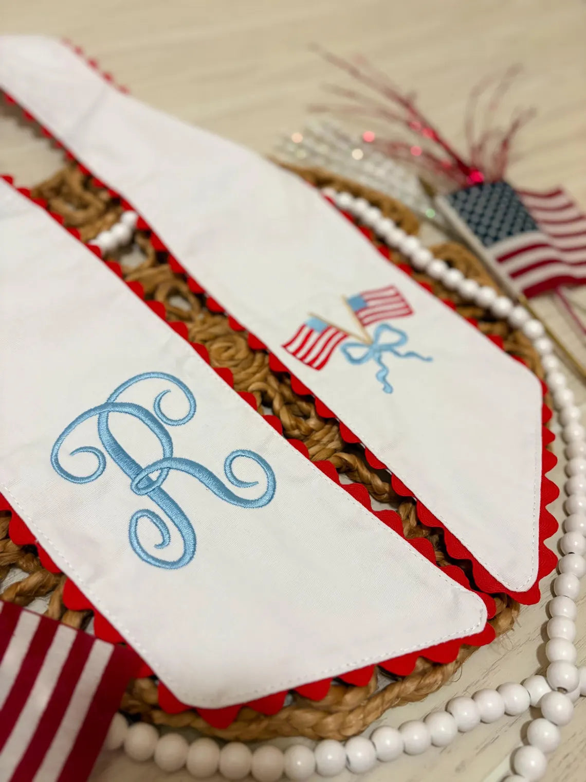 Personalized 4th of July Wreath Sash for Front Door Decor