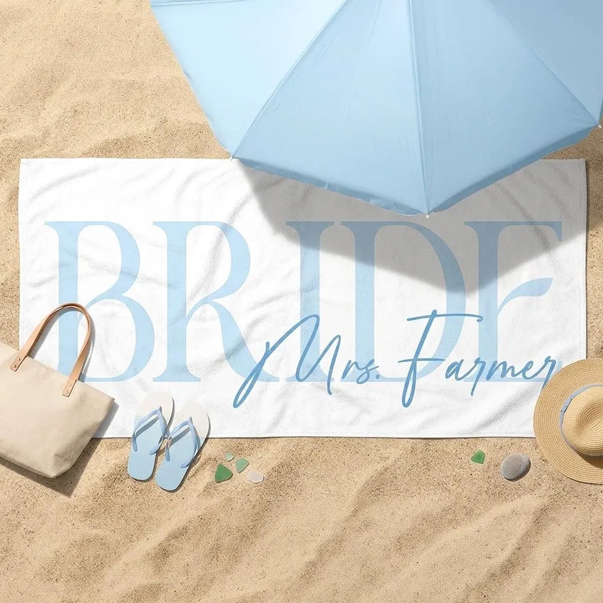 Personalized Bride Beach Towel | Custom Honeymoon & Wedding Gift