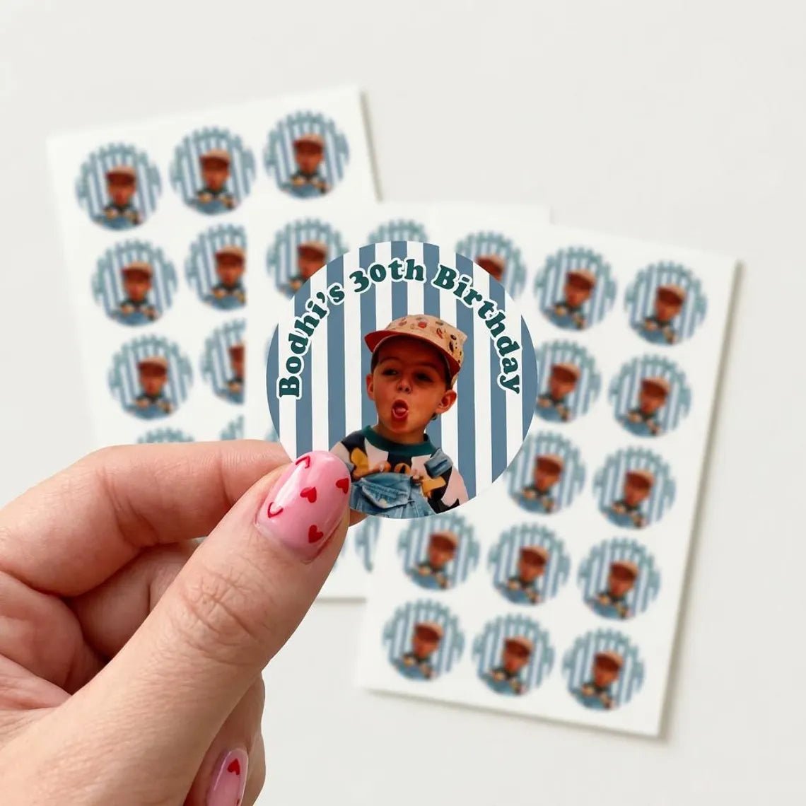 Custom Face Birthday Stickers | Personalized Party Photo Labels