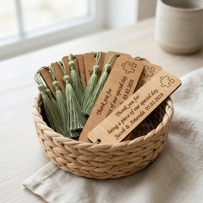 Custom Wooden Bookmarks – Wedding & Event Personalized Guest Favors