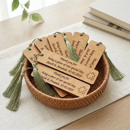 Custom Wooden Bookmarks – Wedding & Event Personalized Guest Favors