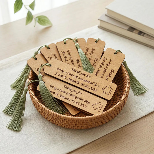 Custom Wooden Bookmarks – Wedding & Event Personalized Guest Favors