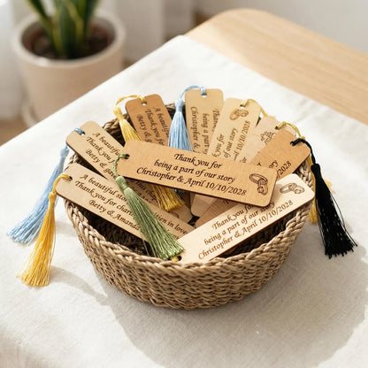 Custom Wooden Bookmarks – Wedding & Event Personalized Guest Favors