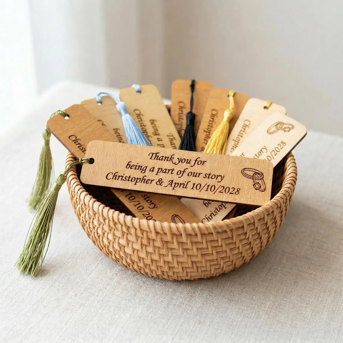 Custom Wooden Bookmarks – Wedding & Event Personalized Guest Favors