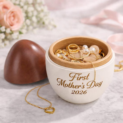 First Mother’s Day Keepsake Box – Personalized Wooden Egg Keepsake Box