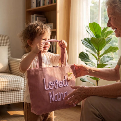 Personalized Grandma Tote Bag with 3D Name Gift