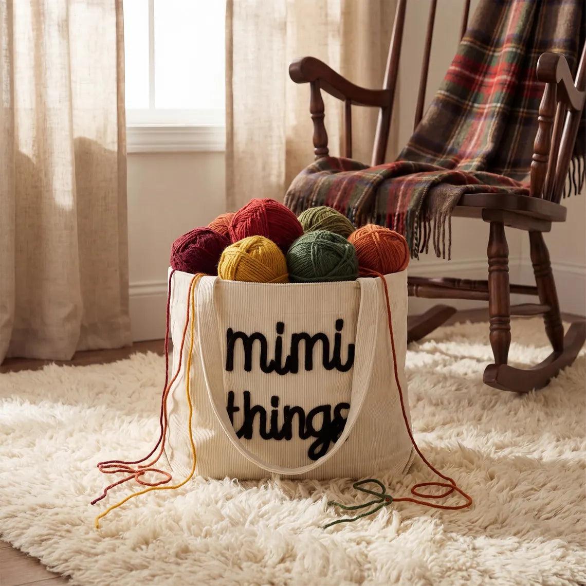 Personalized Grandma Tote Bag with 3D Name Gift