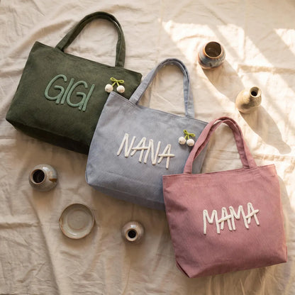 Personalized Grandma Tote Bag with 3D Name Gift