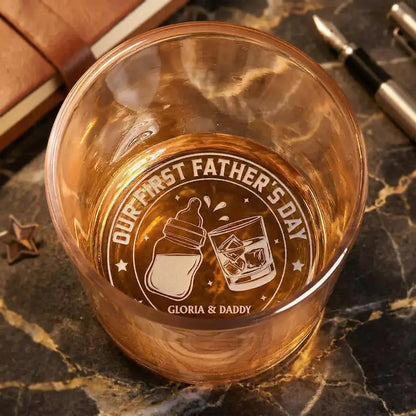 Personalized First Father’s Day Whiskey Glass Gift for New Dad