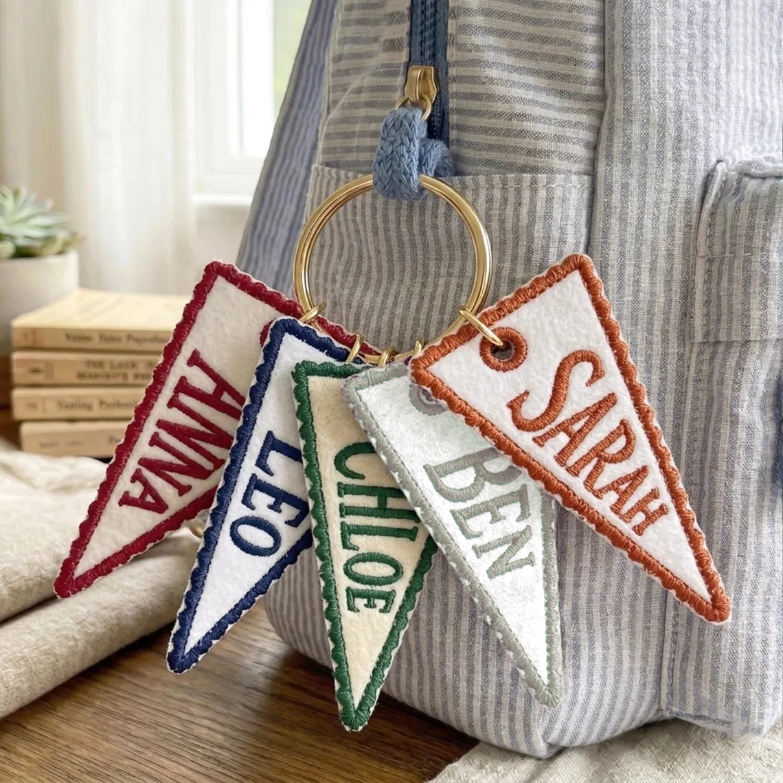 Custom Embroidered Pennant Backpack Tag | Personalized Name Gift