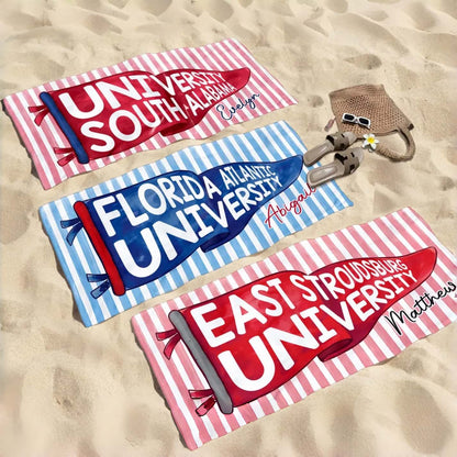 Personalized Graduation Beach Towel with School Pennant