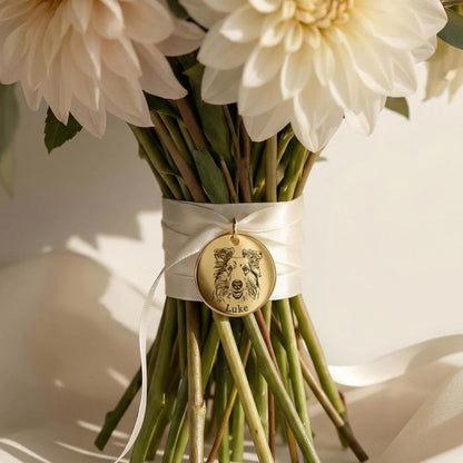 Custom Pet Portrait Bridal Bouquet Charm – Wedding Memorial Gift
