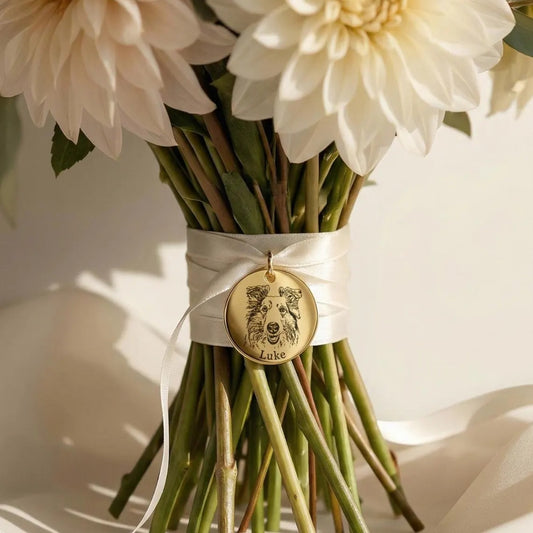 Custom Pet Portrait Bridal Bouquet Charm – Wedding Memorial Gift