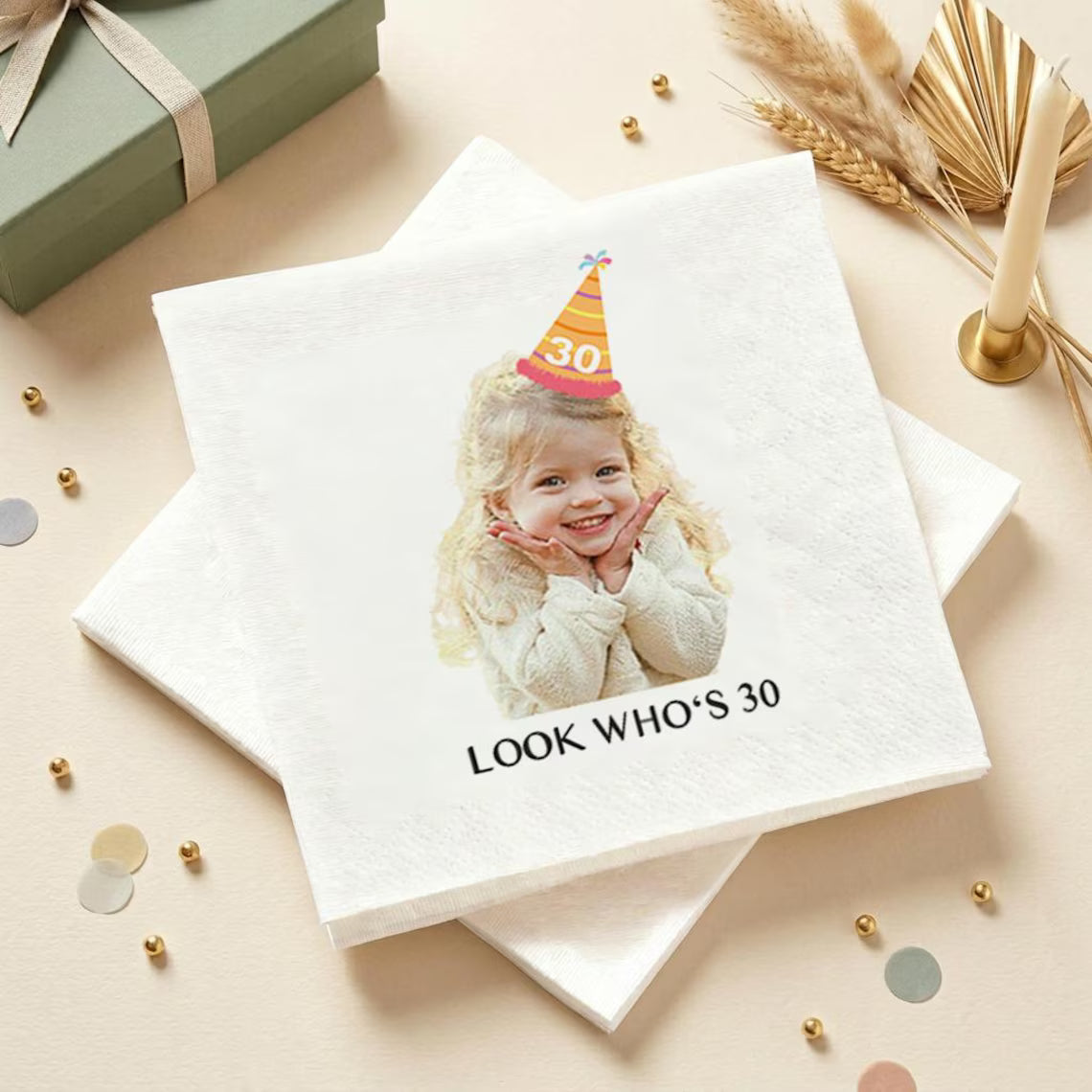 Personalized Birthday Napkins with Photo – Custom Party Decor